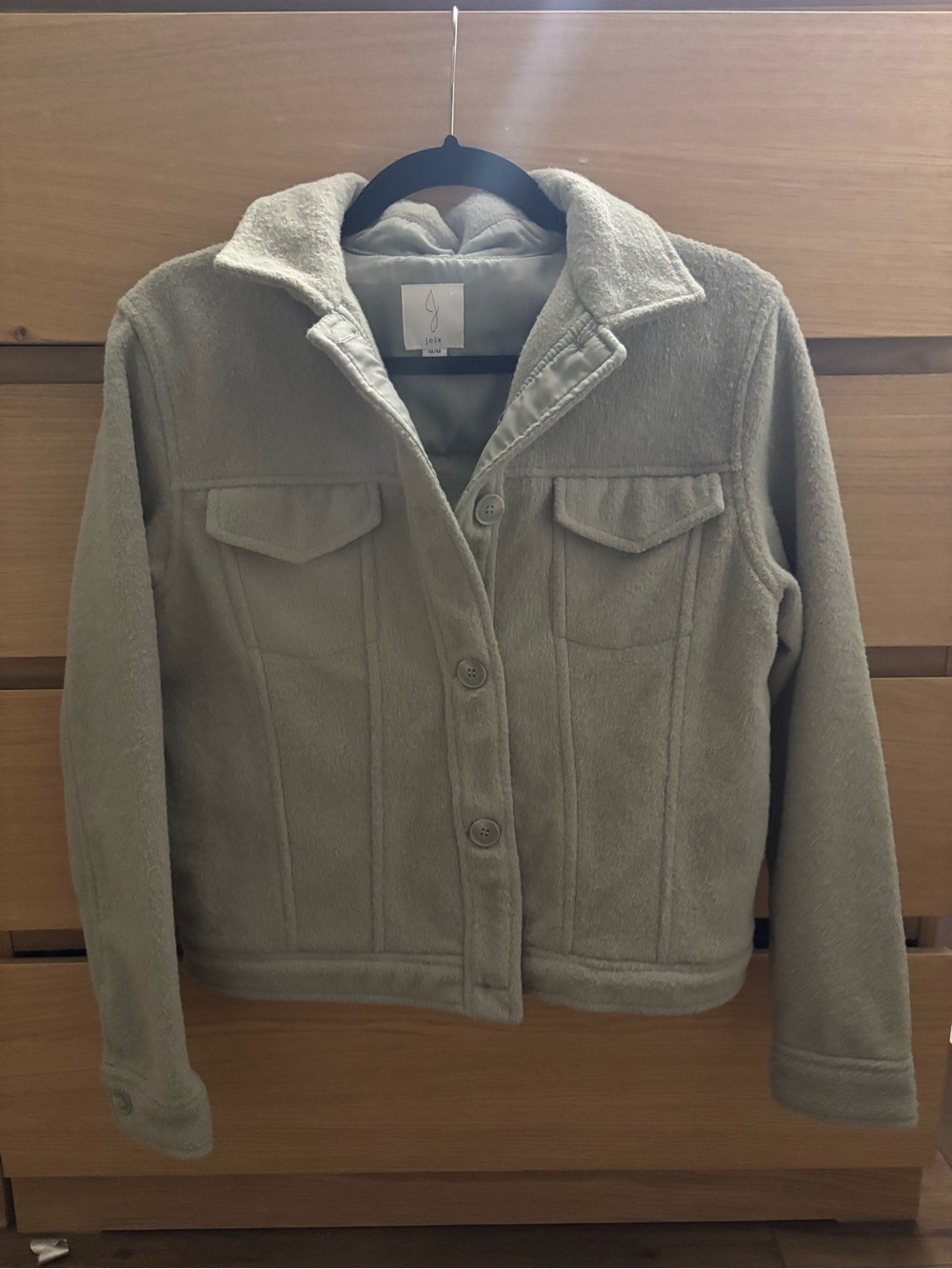 Joie Neutral Light Taupe Fleece Button Jacket